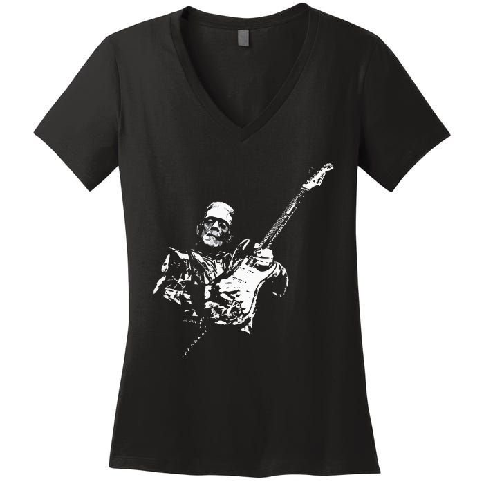 Frankenstein Guitar Player Women's V-Neck T-Shirt