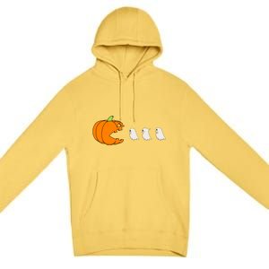 Funny Gamer Pumpkin Eating Ghost Halloween Cute Gift Premium Pullover Hoodie