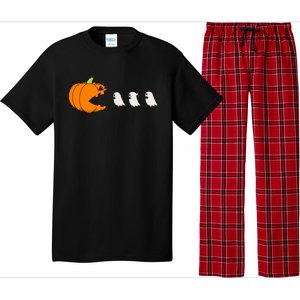 Funny Gamer Pumpkin Eating Ghost Halloween Cute Gift Pajama Set