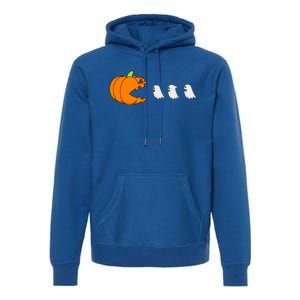 Funny Gamer Pumpkin Eating Ghost Halloween Cute Gift Premium Hoodie