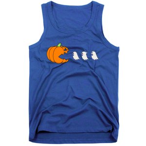 Funny Gamer Pumpkin Eating Ghost Halloween Cute Gift Tank Top