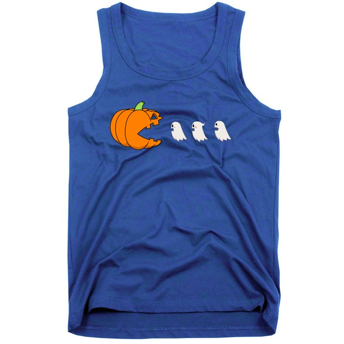 Funny Gamer Pumpkin Eating Ghost Halloween Cute Gift Tank Top