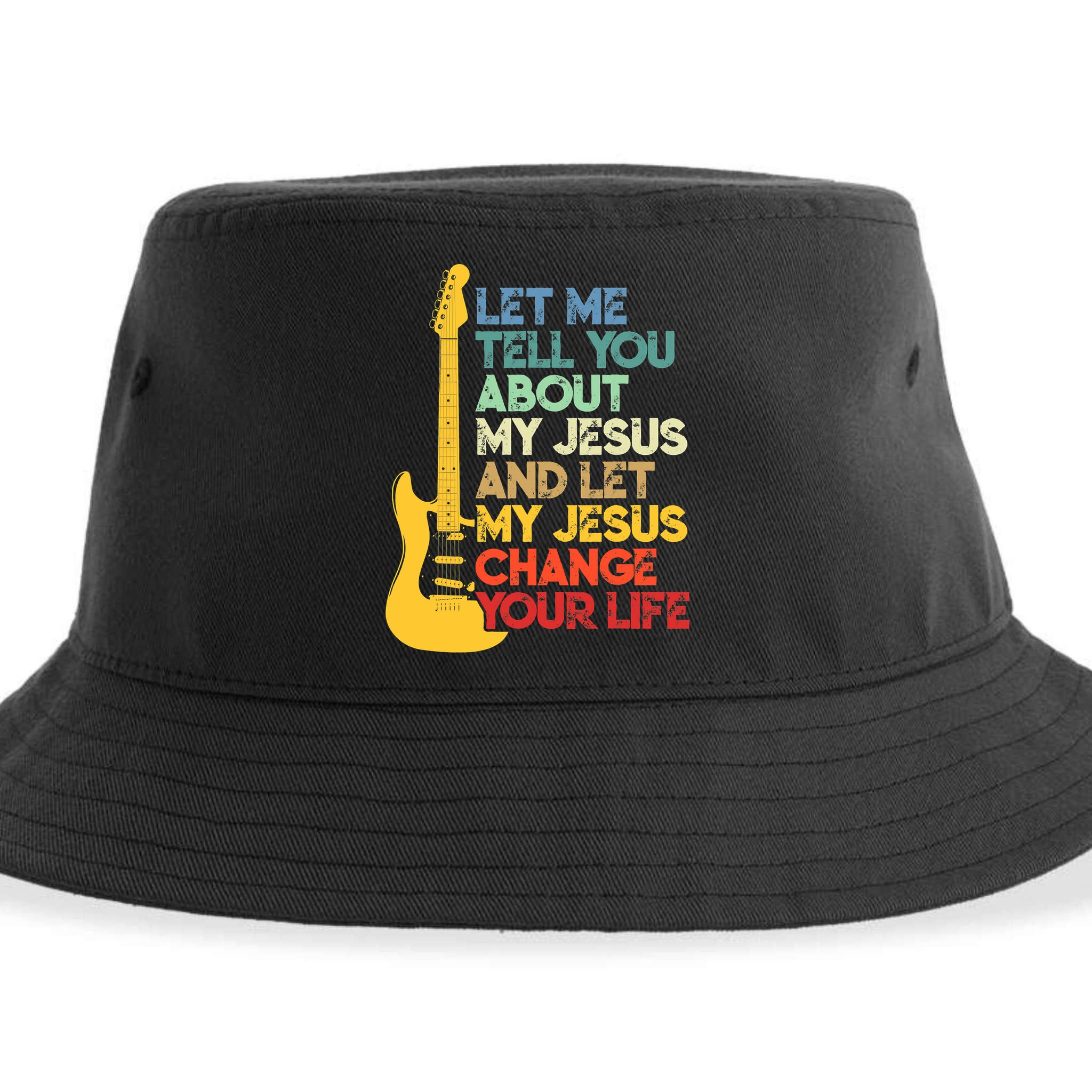 Funny Guitar Player Christian Bible Gift Sustainable Bucket Hat
