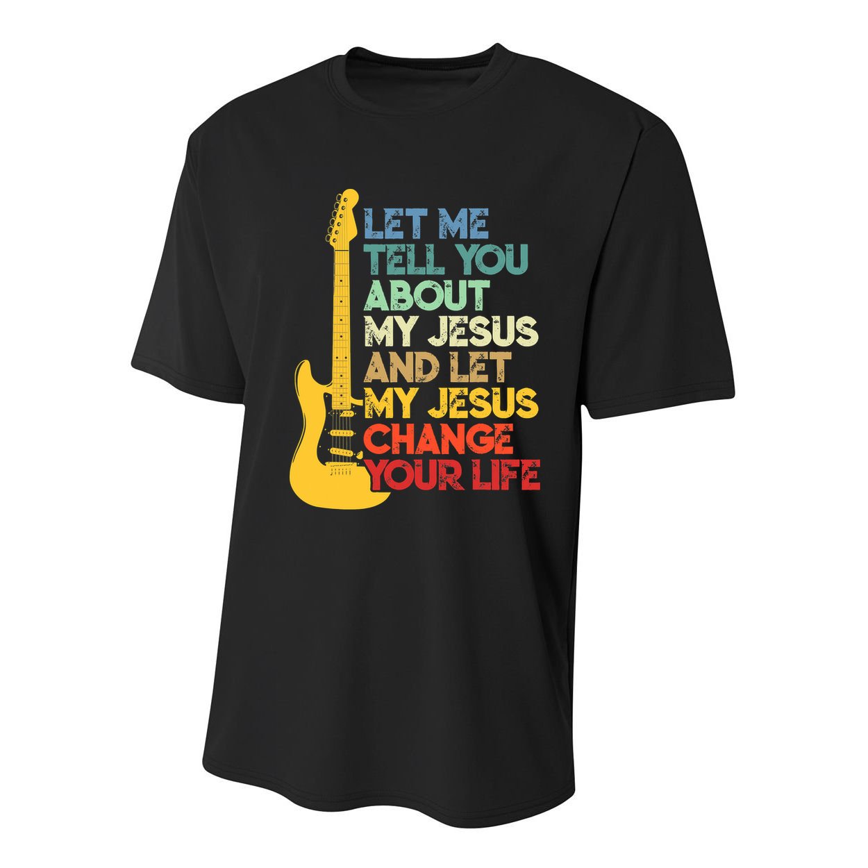 Funny Guitar Player Christian Bible Gift Youth Performance Sprint T-Shirt