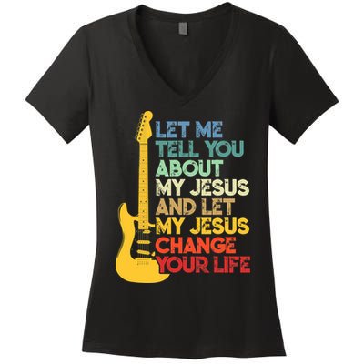 Funny Guitar Player Christian Bible Gift Women's V-Neck T-Shirt