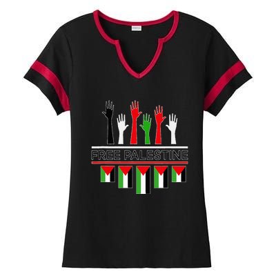 Free Gaza Palestine Flag Proud Palestine Save Gaza Ladies Halftime Notch Neck Tee