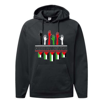 Free Gaza Palestine Flag Proud Palestine Save Gaza Performance Fleece Hoodie