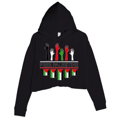 Free Gaza Palestine Flag Proud Palestine Save Gaza Crop Fleece Hoodie