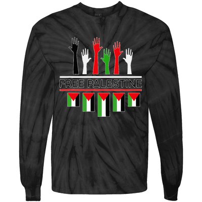 Free Gaza Palestine Flag Proud Palestine Save Gaza Tie-Dye Long Sleeve Shirt