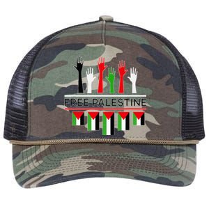 Free Gaza Palestine Flag Proud Palestine Save Gaza Retro Rope Trucker Hat Cap