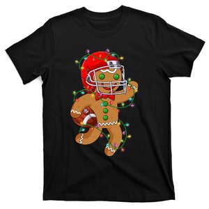 Funny Gingerbread Playing American Football Christmas Lights T-Shirt