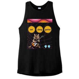 Funny Guitar Player Electric Guitar Players And Cat Lover Ladies PosiCharge Tri-Blend Wicking Tank