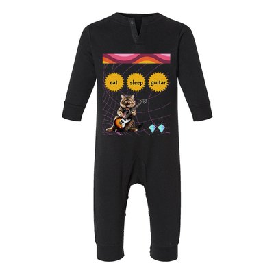 Funny Guitar Player Electric Guitar Players And Cat Lover Infant Fleece One Piece