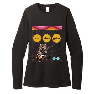 Funny Guitar Player Electric Guitar Players And Cat Lover Womens CVC Long Sleeve Shirt