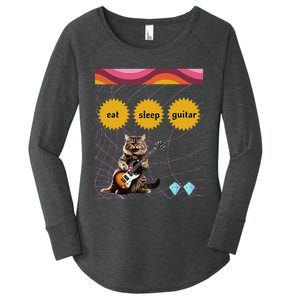 Funny Guitar Player Electric Guitar Players And Cat Lover Women's Perfect Tri Tunic Long Sleeve Shirt