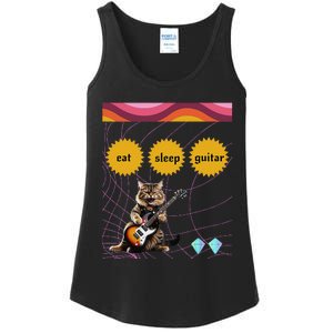 Funny Guitar Player Electric Guitar Players And Cat Lover Ladies Essential Tank