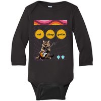 Funny Guitar Player Electric Guitar Players And Cat Lover Baby Long Sleeve Bodysuit