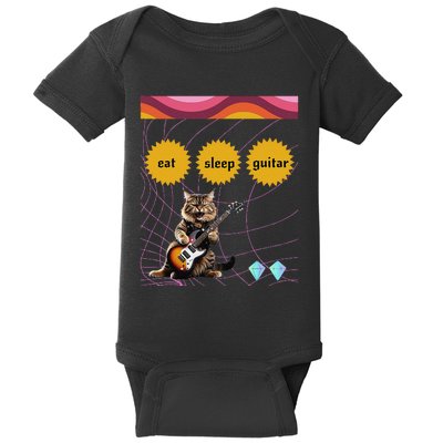 Funny Guitar Player Electric Guitar Players And Cat Lover Baby Bodysuit