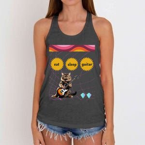 Funny Guitar Player Electric Guitar Players And Cat Lover Women's Knotted Racerback Tank