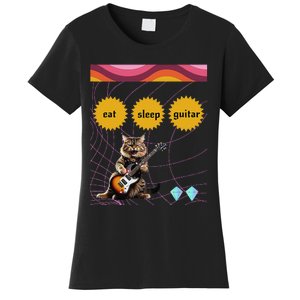 Funny Guitar Player Electric Guitar Players And Cat Lover Women's T-Shirt