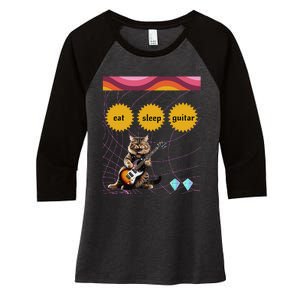 Funny Guitar Player Electric Guitar Players And Cat Lover Women's Tri-Blend 3/4-Sleeve Raglan Shirt