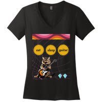 Funny Guitar Player Electric Guitar Players And Cat Lover Women's V-Neck T-Shirt