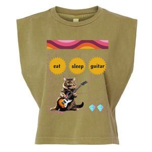 Funny Guitar Player Electric Guitar Players And Cat Lover Garment-Dyed Women's Muscle Tee