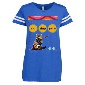 Funny Guitar Player Electric Guitar Players And Cat Lover Enza Ladies Jersey Football T-Shirt