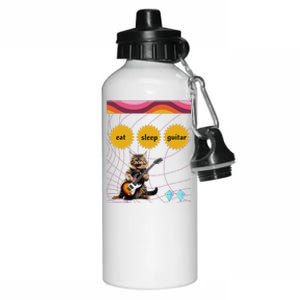 Funny Guitar Player Electric Guitar Players And Cat Lover Aluminum Water Bottle 