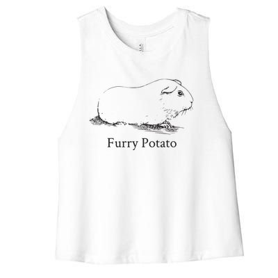 Funny Guinea Pig Furry Potato Wrong Animal Name Stupid Joke Women's Racerback Cropped Tank