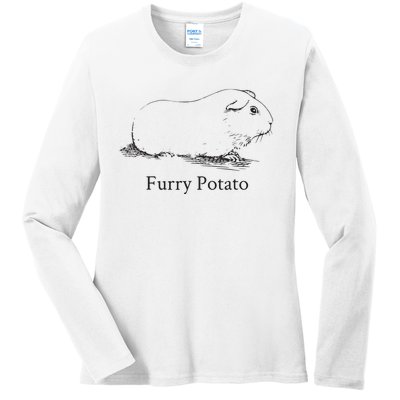 Funny Guinea Pig Furry Potato Wrong Animal Name Stupid Joke Ladies Long Sleeve Shirt