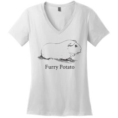 Funny Guinea Pig Furry Potato Wrong Animal Name Stupid Joke Women's V-Neck T-Shirt