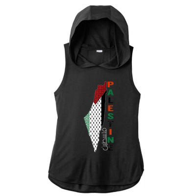 Free Gaza Palestine Flag Arabic Ladies PosiCharge Tri-Blend Wicking Draft Hoodie Tank