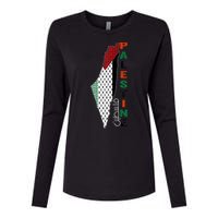 Free Gaza Palestine Flag Arabic Womens Cotton Relaxed Long Sleeve T-Shirt