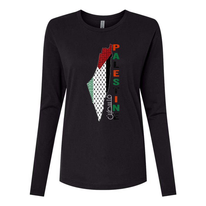 Free Gaza Palestine Flag Arabic Womens Cotton Relaxed Long Sleeve T-Shirt