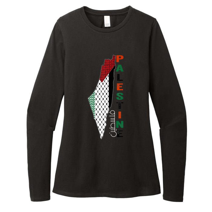 Free Gaza Palestine Flag Arabic Womens CVC Long Sleeve Shirt