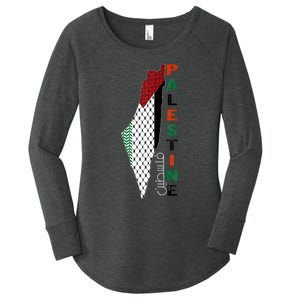 Free Gaza Palestine Flag Arabic Women's Perfect Tri Tunic Long Sleeve Shirt