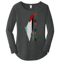 Free Gaza Palestine Flag Arabic Women's Perfect Tri Tunic Long Sleeve Shirt