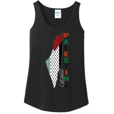 Free Gaza Palestine Flag Arabic Ladies Essential Tank