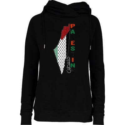 Free Gaza Palestine Flag Arabic Womens Funnel Neck Pullover Hood