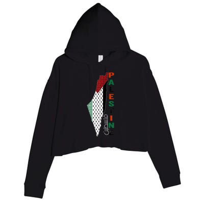 Free Gaza Palestine Flag Arabic Crop Fleece Hoodie