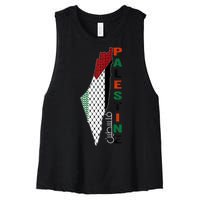 Free Gaza Palestine Flag Arabic Women's Racerback Cropped Tank