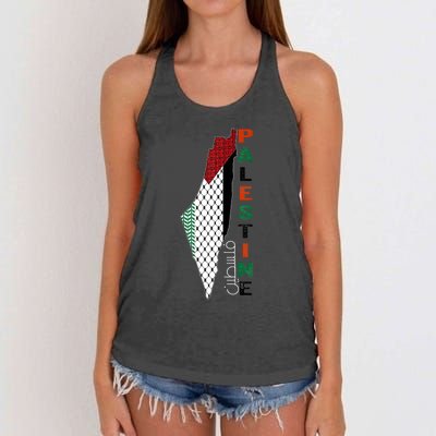 Free Gaza Palestine Flag Arabic Women's Knotted Racerback Tank