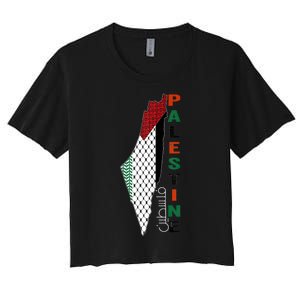 Free Gaza Palestine Flag Arabic Women's Crop Top Tee