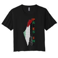 Free Gaza Palestine Flag Arabic Women's Crop Top Tee