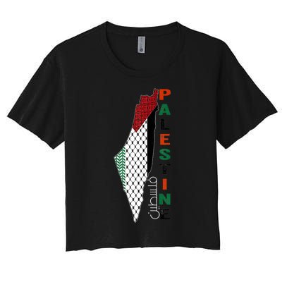 Free Gaza Palestine Flag Arabic Women's Crop Top Tee