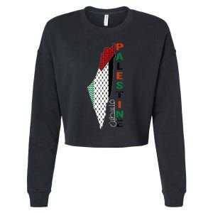 Free Gaza Palestine Flag Arabic Cropped Pullover Crew