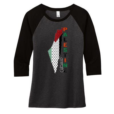 Free Gaza Palestine Flag Arabic Women's Tri-Blend 3/4-Sleeve Raglan Shirt