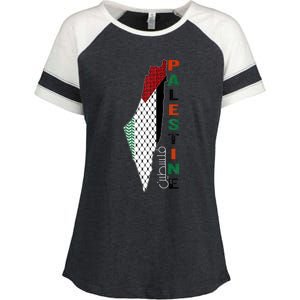 Free Gaza Palestine Flag Arabic Enza Ladies Jersey Colorblock Tee