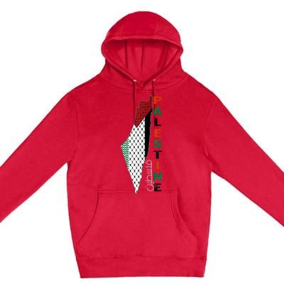 Free Gaza Palestine Flag Arabic Premium Pullover Hoodie